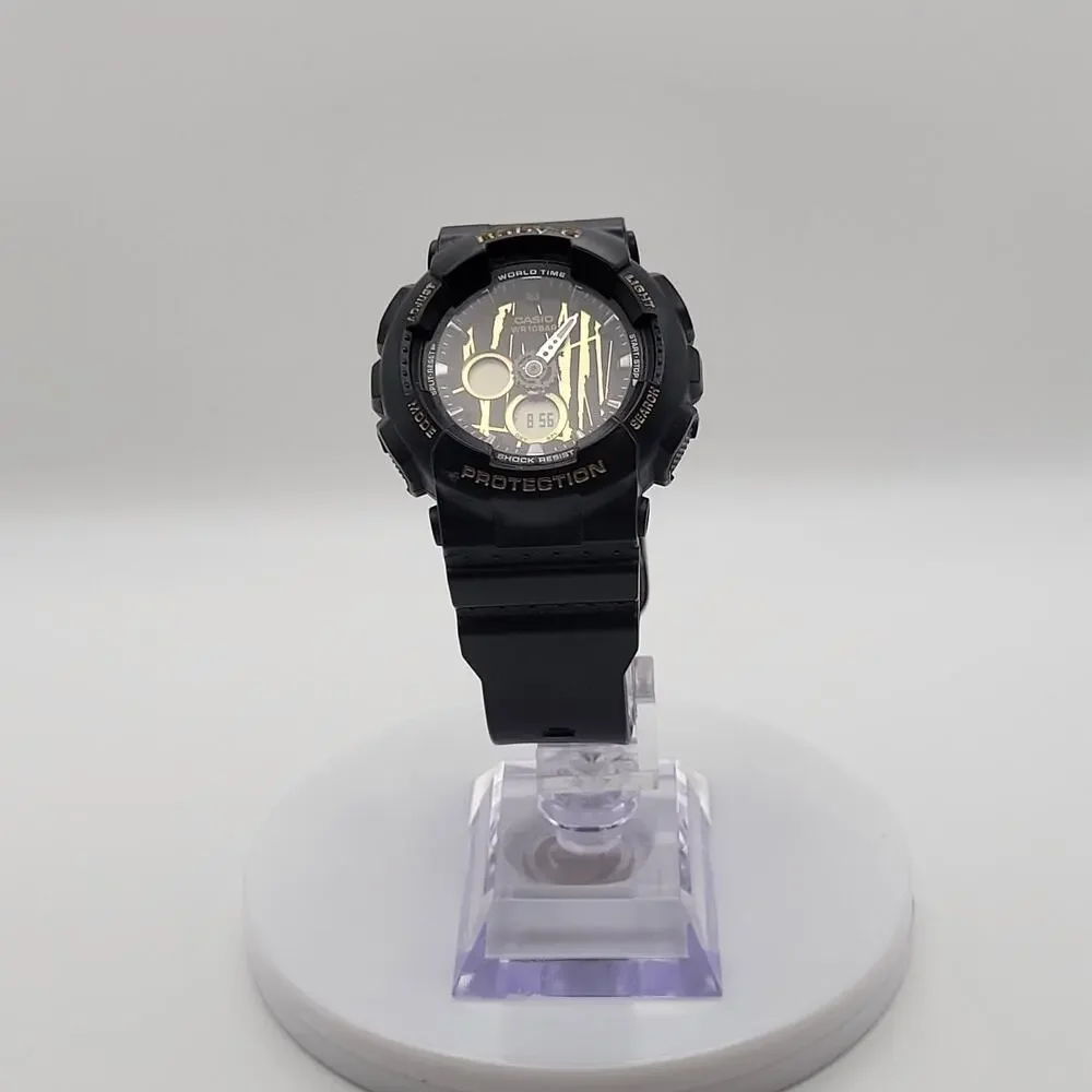 Casio Baby-G BA-120SP Black Gold Scratch Pattern Ana-Digi Watch 5457
